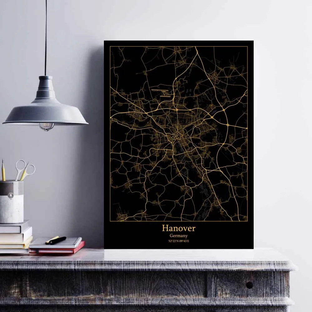 فرانكفورت هامبورغ هانوفر لايبزيغ ميونيخ مونستر نوريمبرغ باديربورن روستوك شتوتغارت ألمانيا ملصق الخريطة