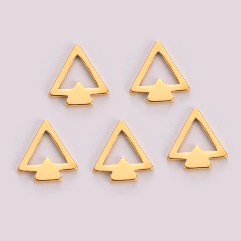 5pcs/lot Geometric DIY Charms for Jewelry Making Stainless Steel Triangle Round Rhombus Pendant for Earring Necklace Bracelet