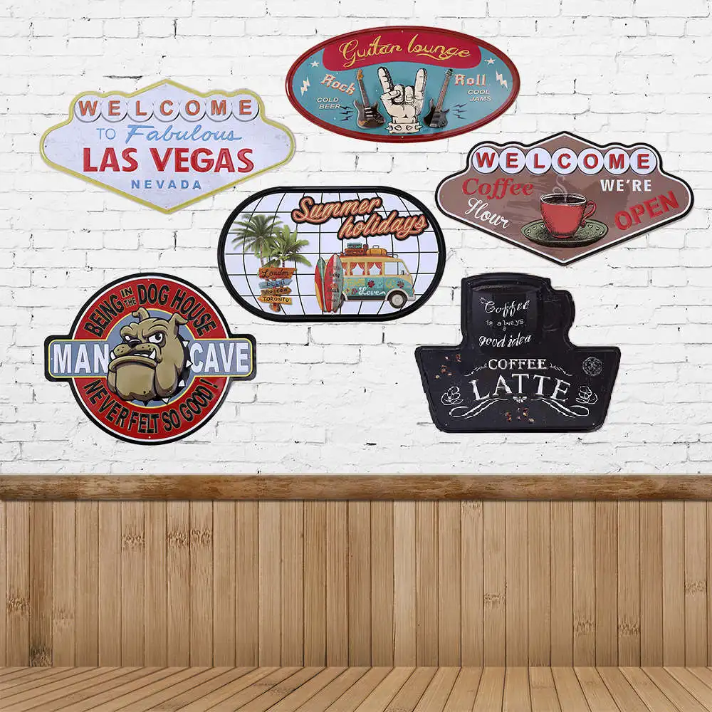 NEW Industrial Decoration Metal Wall Sign Cafe Furniture Home Bars Vintage Plate Retro Decor Beer Coffee Corner Plaque