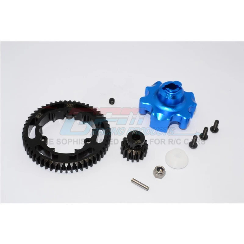 

GPM ALUMINIUM GEAR ADAPTER+STEEL SPUR GEAR 53T+MOTOR GEAR 15T For TRAXXAS X-MAXX RC Upgrade