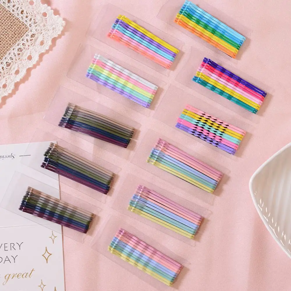 10 قطعة مقاطع الشعر لون الحلوى بنس للشعر المعادن لوحها مجعد المشابك للنساء الفتيات تصفيف إكسسوارات الشعر أغطية الرأس الطويلة