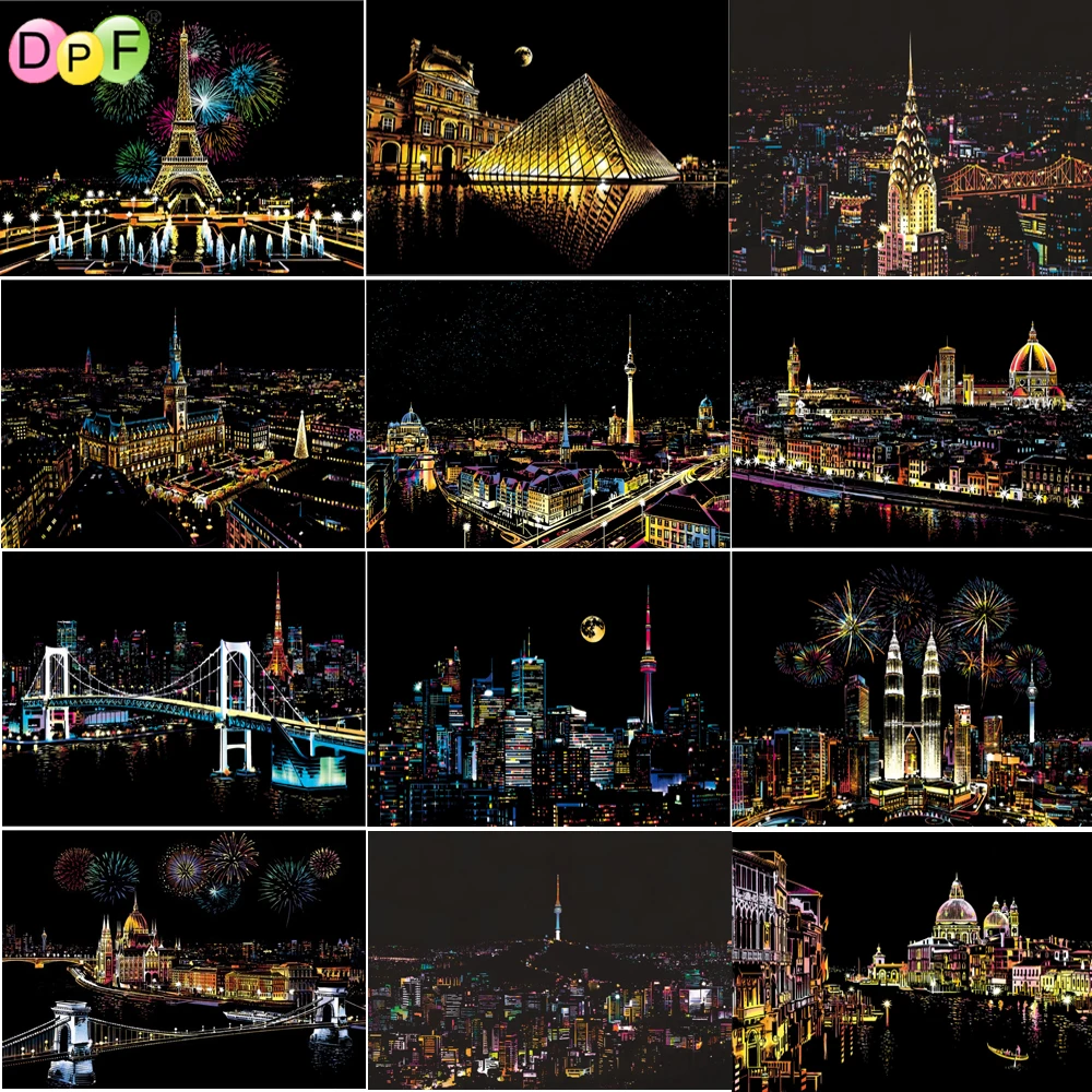 New Scratch Pictures Cologne Cathedral Paper 41x28.7cm Creative Set Screen Postcard Art Gifts Fashion DIY Drawing Picture Wall