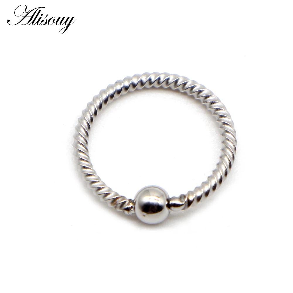 Alisouy 1pc Ball End Hoop BCR Twist Captive Bead Ring For Ear Nose Nostril Septum Ring Helix Cartilage Piercing body Jewelry