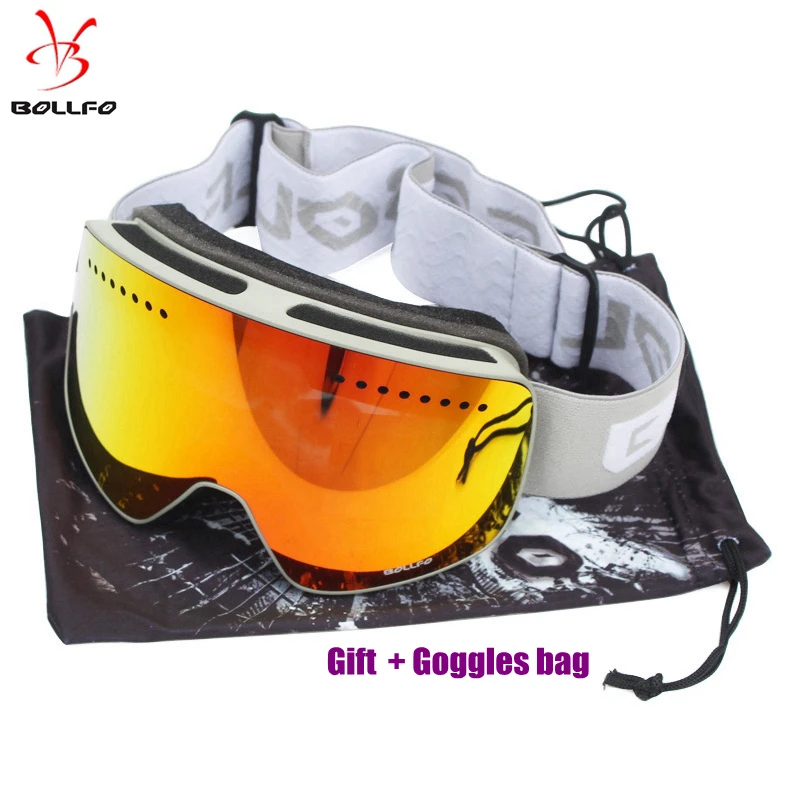 

BOLLFO Men Women Snowmobile Spectacles Brand Magnetic Ski Glasses Double Lens Mountaineering Glasses UV400 Anti-Fog Ski Goggles