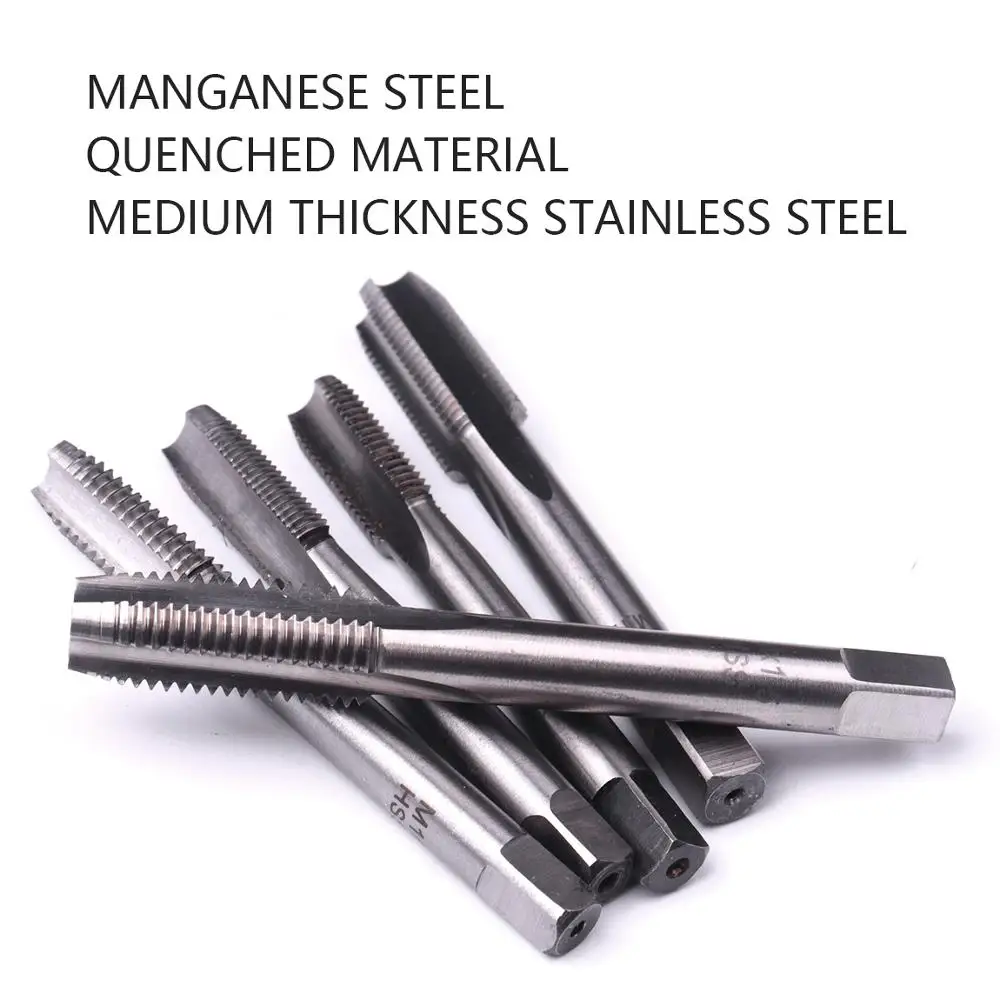 1pc 16 Sizes HSS Right Hand Metric Thread Tap HSS Screw Tap Drill Bit Machine Straight Shank Plug Tap M10 M12 M14 M16 M18 M20
