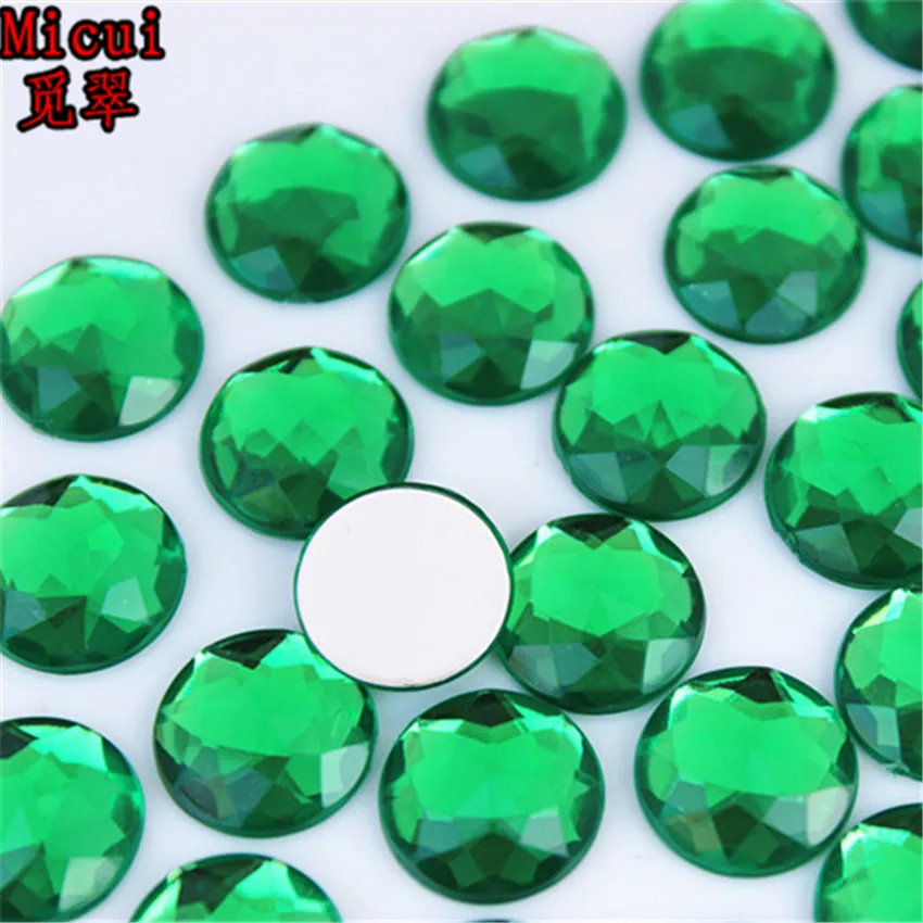 Micui 100PCS 12mm Round Crystal Rhinestone Flatback Colorful Acrylic Rhinestones Stones For Clothes Crafts Decorations MC91