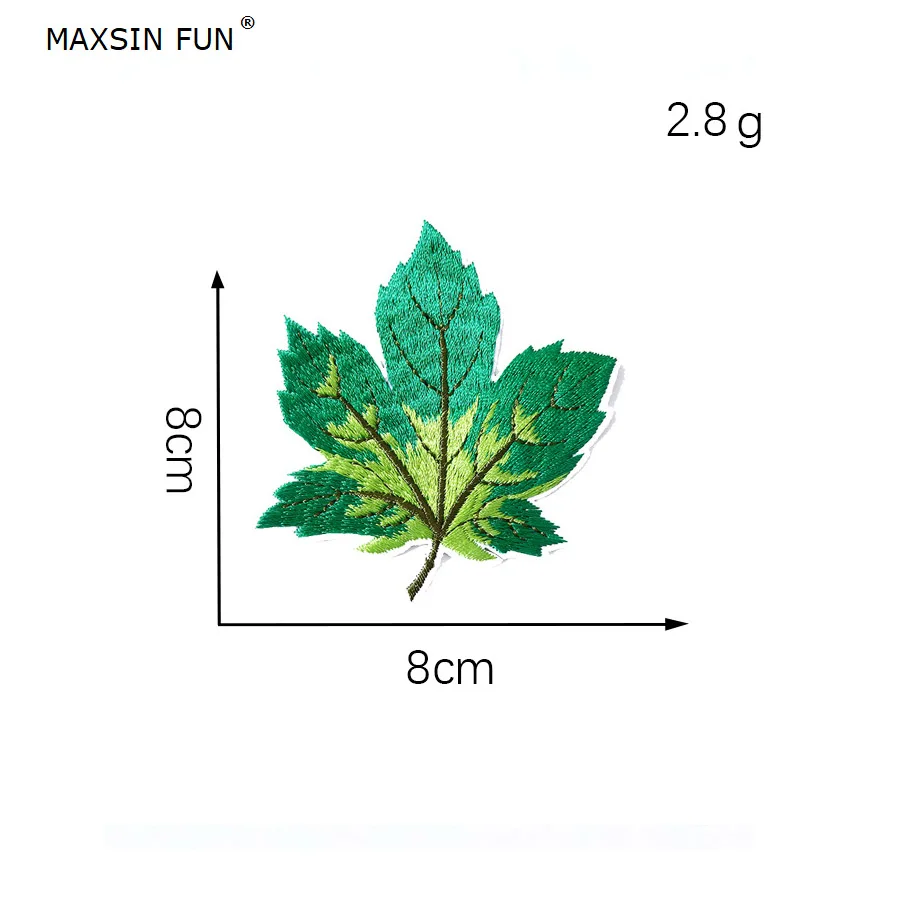 MAXSIN FUN 10PCS Cute Small Maple Leaf Patches Iron On Applique Chinese Style Embroidery Stickers Cloth DIY Decals Decorative