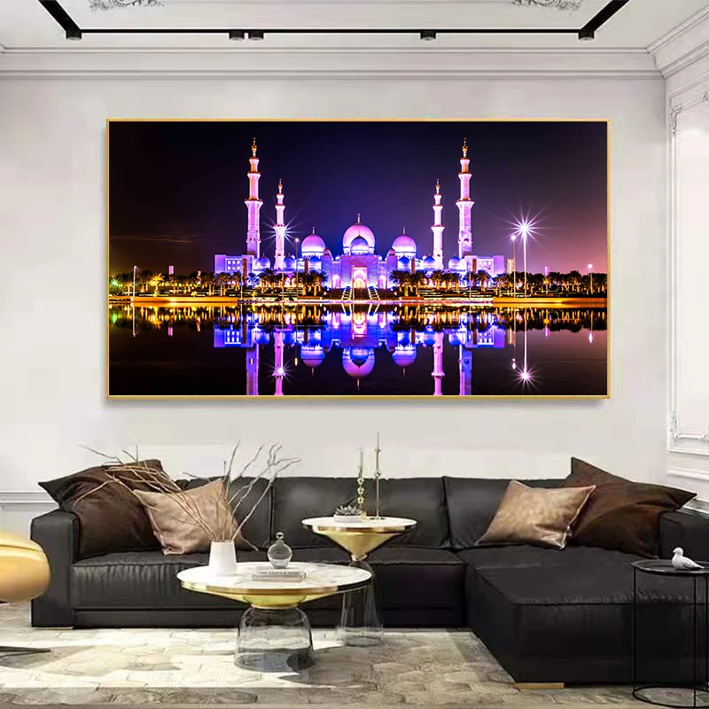 Islamic Architecture Night Scene Posters and Prints Wall Art Canvas Painting Cuadros Wall Art Picture for Living Room Home Decor