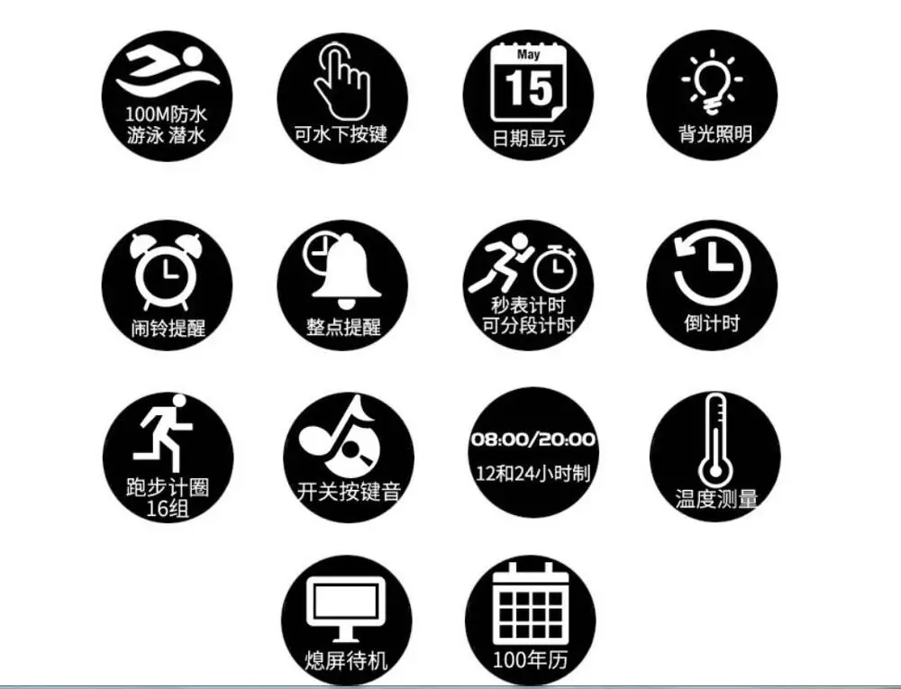 Men Digital Sports Watch temperature Display Waterproof 100m Led Light Swimming Multi Function Boys watch Outdoor Wristwatch