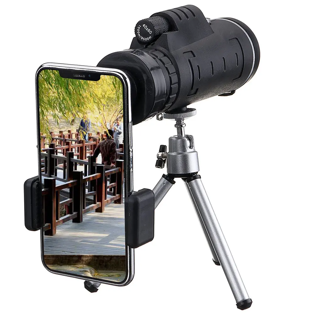 40X60 Monocular Optical HD Lens Telescope Phone Camera Lens Telescope Zoom Macro Lens With Tripod Mobile Phone Clip Photography