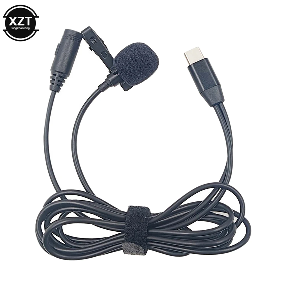 Mini Portable Clip-on Lapel Microphone for Lightning Type C 3.5mm Microfone for Android Smartphone PC Laptops