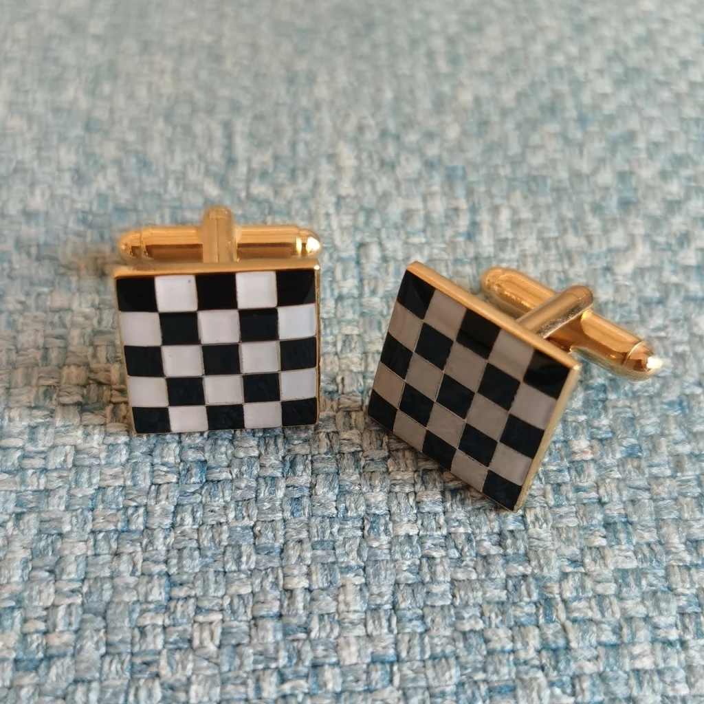 Black and White Carpet Tie Bar for Masonic Freemasonary Free Masons Cufflinks