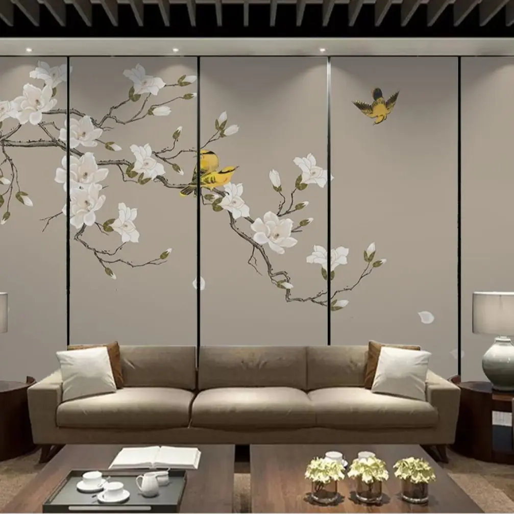 Op maat gemaakte fotobehang voor de woonkamer Bloemen- en vogelpruimenbehang 3D-behang papel de pared home decor - afbeelding 2