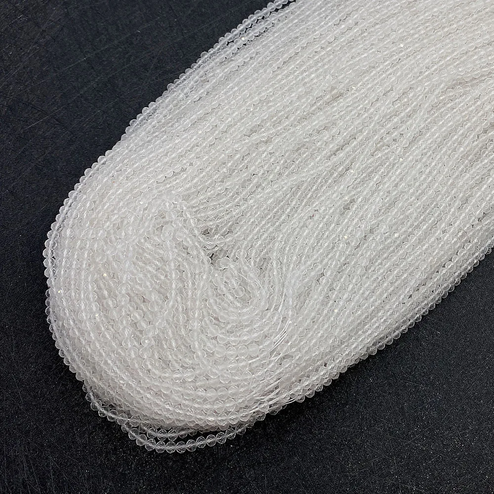 2mm 3mm 4mm Natural Stone High Quality White Crystal Faceted Beads for Jewelry Making DIY Necklace And Bracelet Accessories