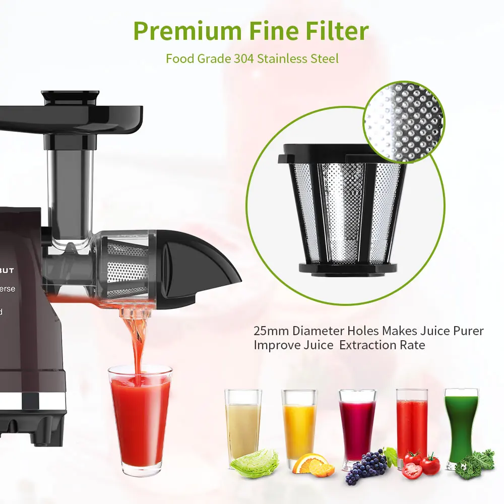 New Style Citrus and Wheatgrass Juicer Horizontal Electric Slow Speed Juicer Squeezer Kitchen Appliance Fresh Juice Machine