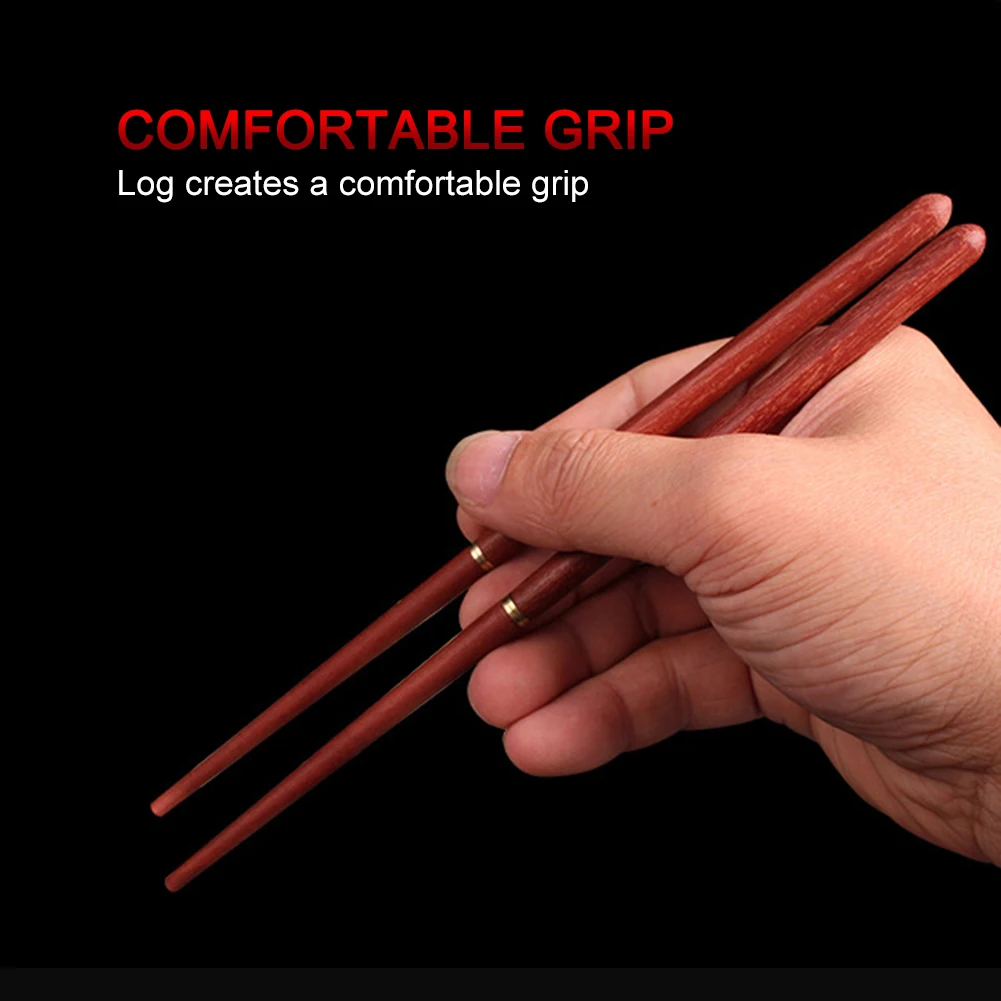 1 Pair Mahogany Folding Chopsticks Outdoor Camp Picnic Travel Non-slip Tableware Folding Chopsticks Stainless Steel Chopsticks