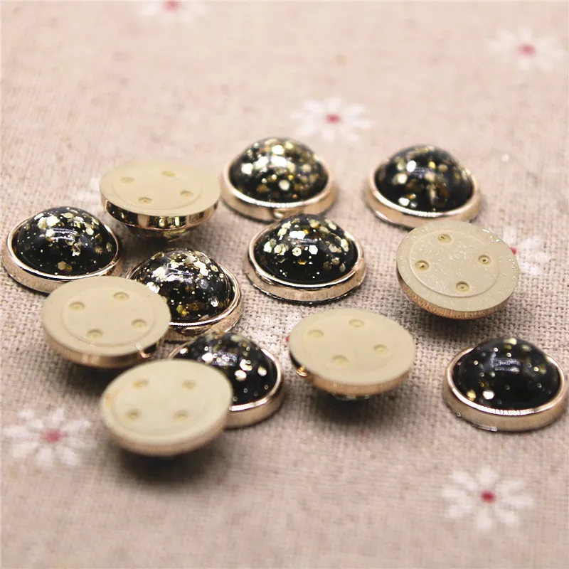 20 sztuk 15mm błyszczące czarne okrągłe guziki domu ogród rzemiosło Cabochon Scrapbooking DIY akcesoria