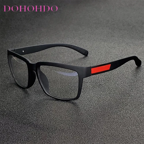 Imagen 1 del producto DOHOHDO-gafas cuadradas para hombre y mujer, lentes con bloqueo azul mate TR90, antiluz azul, para ordenador de oficina, marco rojo claro, 2022