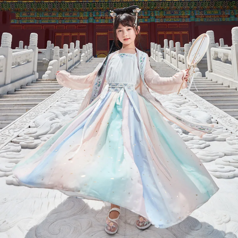 Fairy Traditional Chinese Clothing For Girls Hanfu Skirt Set Chinese Folk Dance Clothes Festival Outfits Cosplay Costume  JL1942