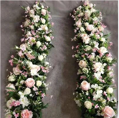 Mori wedding props widened the high-end leafy ground road guide outdoor wedding decoration flowers row green plants row flowers