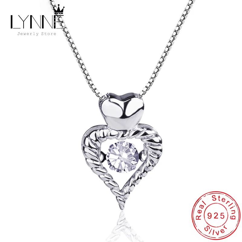 New Fashion Rotatable Dance Rhinestone Heart Pendant Necklace 925 Sterling Silver Twist Love Zircon Choker Women Jewelry Gift