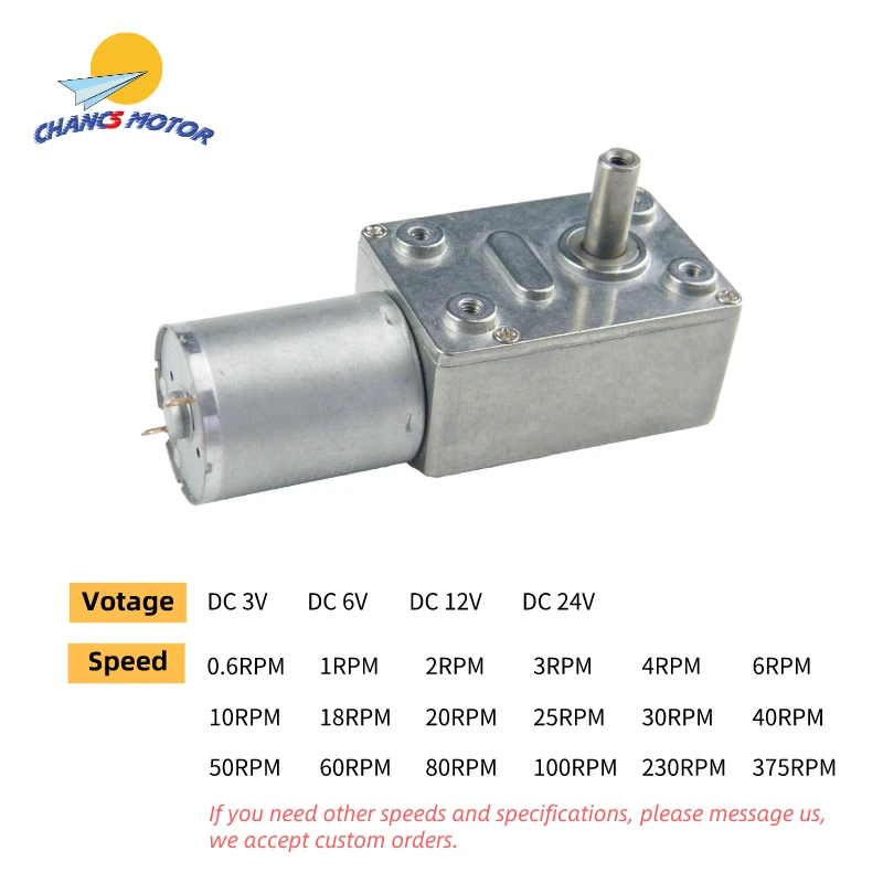 

DC Worm Gear Motor 370WG 3V/6V/12V/24V DC 0.6RPM 12RPM 80RPM 100RPM Sliding Door Motor Reducer Electric Motor for DIY Parts