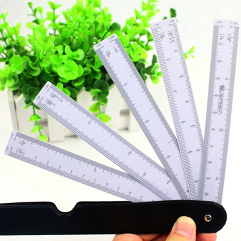 Butterfly Multifunctional Fan Shape Scale Ruler With 5 Blades For Engineering Architects Multiscale Foldable Rulers Drawing Tool