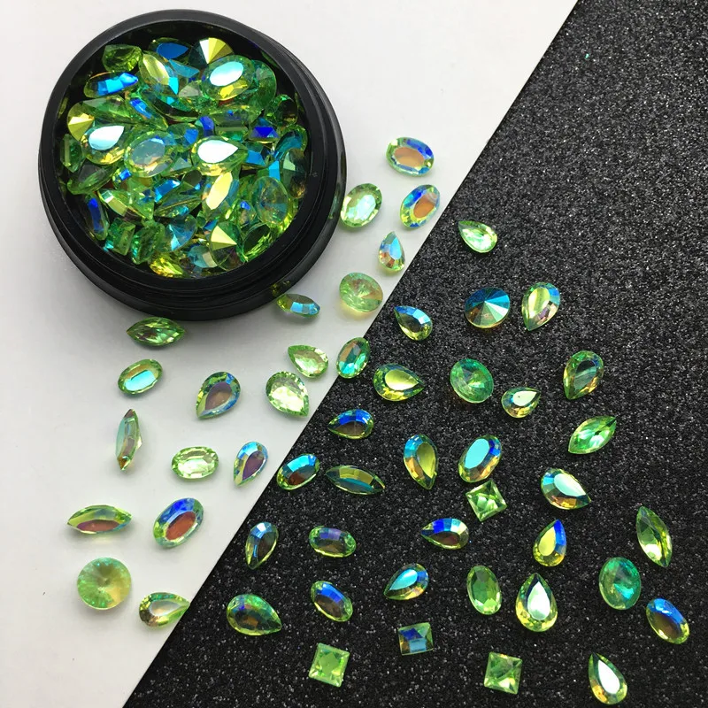 Swarovsky Móng Tay Nghệ Thuật Cực Quang Nhựa Lưng Phẳng Hạt Trang Trí Pha Lê Trong Suốt Đá Quý Thạch Trang Sức AB Sáng Bóng Chói Mắt Kính Làm Móng