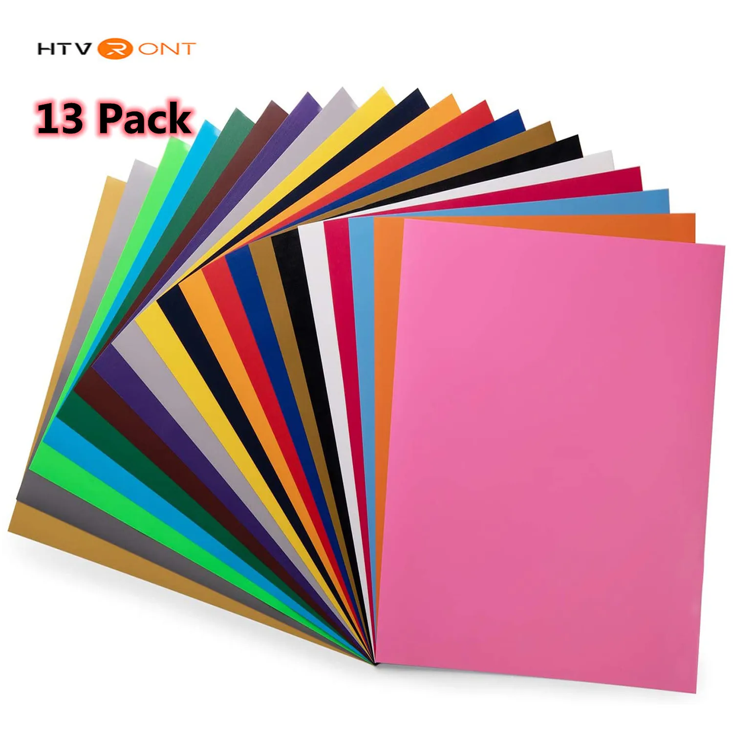 13 Pack HTVRONT 12inchX10inch Multi-color PU Heat Transfer Vinyl Sheets HTV Iron on Vinyl for Heat Press T-shirt Textiles Cricut