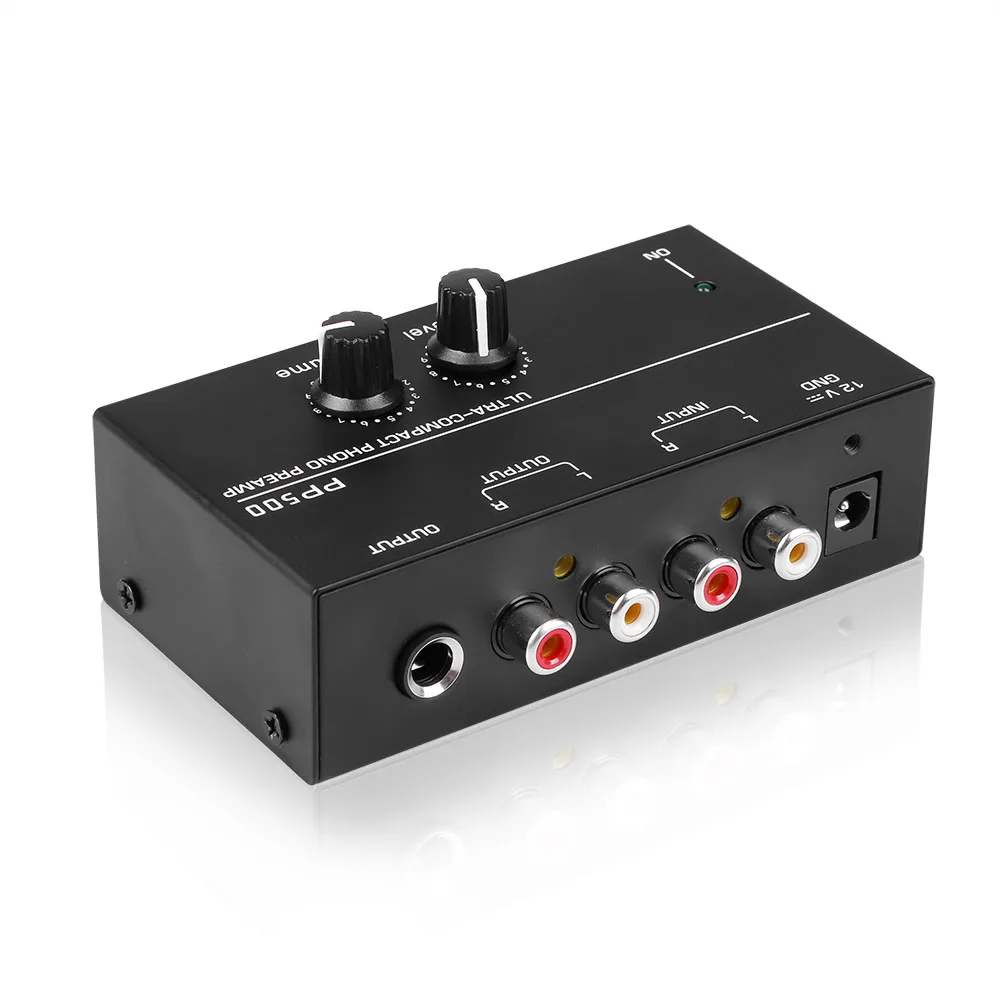 

PP500 Phono Preamp Preamplifier with Level Volume Controls RCA Input Output 1/4" TRS Output Interfaces for LP Vinyl Turntable