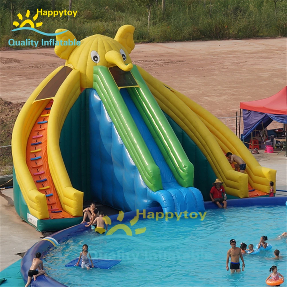 Water Giant Park Inflatable Elephant Slide, 3 Sides Swimming Pool Inflatable Slide For Kids