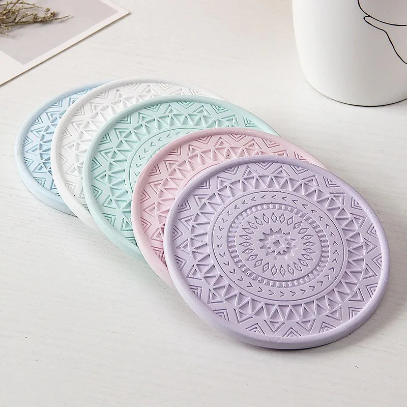 Round Table Mat Anti Slip Drink Coasters Insulated Solid Placemats Diatomite Absorbent Mat Kitchen tool for Home Decor