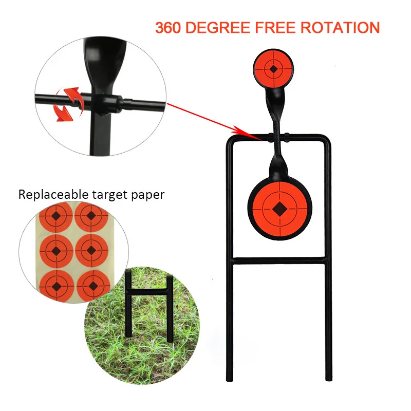 

2 Rings 360 Degree Rotation Reset Metal Targets Paintball Recreational Shooting Practice Targer .22 Rimfire Pistol Shooting