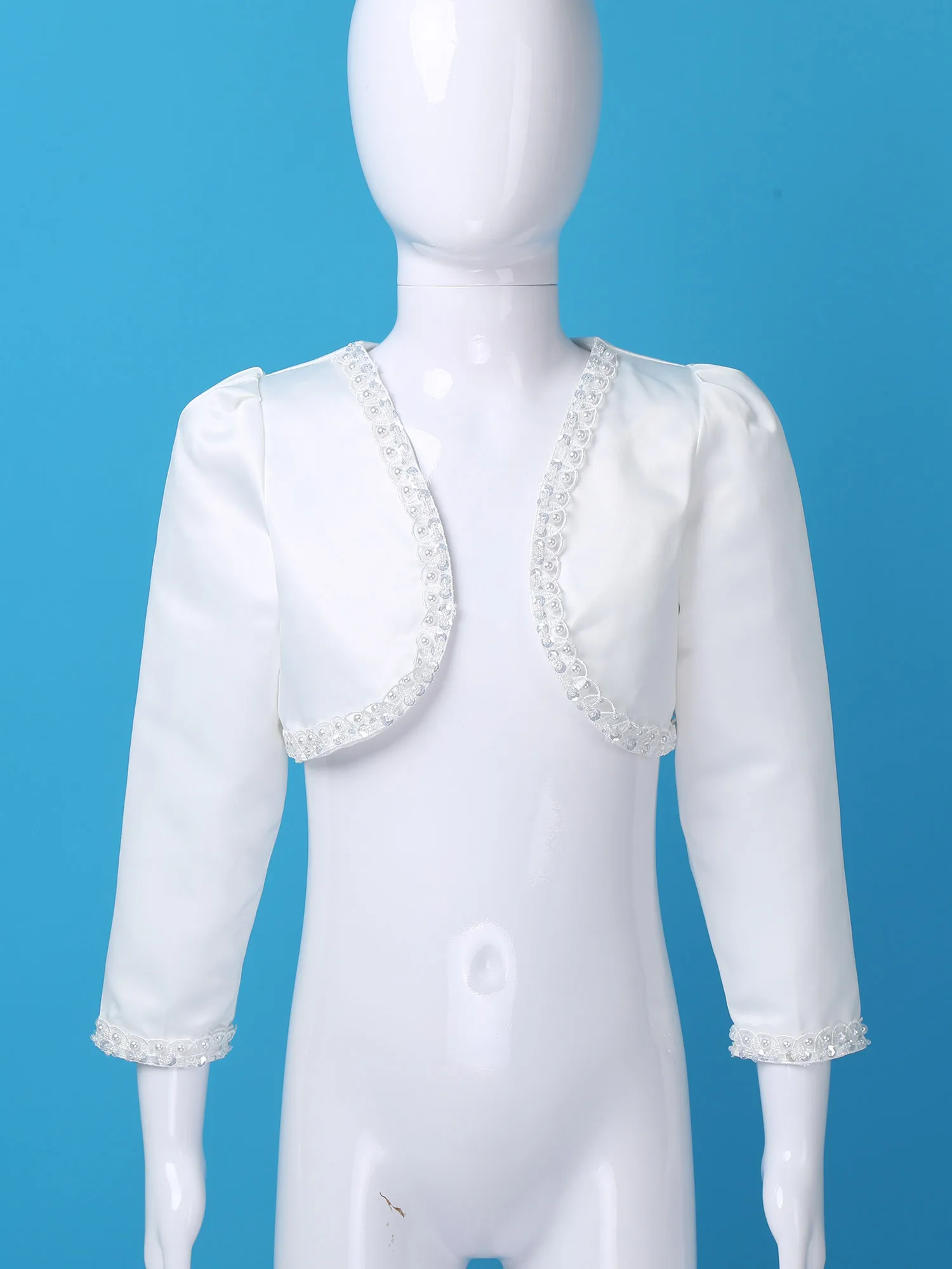 Giacca a maniche lunghe per bambini Bolero in rilievo bianco coprispalle da sposa mantelli da sposa scialle Cardigan capispalla cappotti abiti da