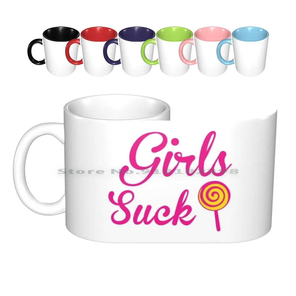 Girls , Suck , Funny Ceramic Mugs Coffee Cups Milk Tea Mug Girls Suck Lollipop Funny Sex Sexy Girls Rude Cheeky Pink Lads Humor