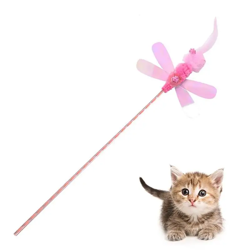 Cat Toys Cat Wand Pet Supplies Feather Dragonfly Sequins Cat Toy Wand Cat Teaser Wand Toys for Cats Kitten