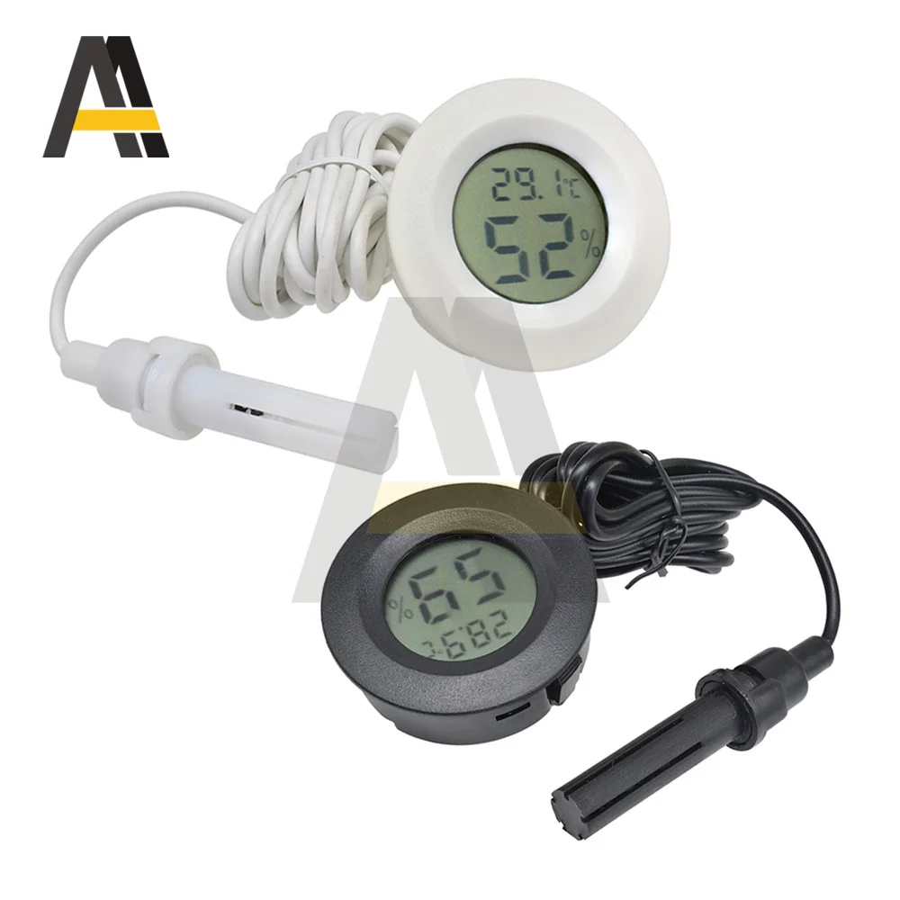 LCD Digital Thermometer Hygrometer Gauge Tester with Probe Incubator Aquarium Temperature Humidity Meter Sensor Detector