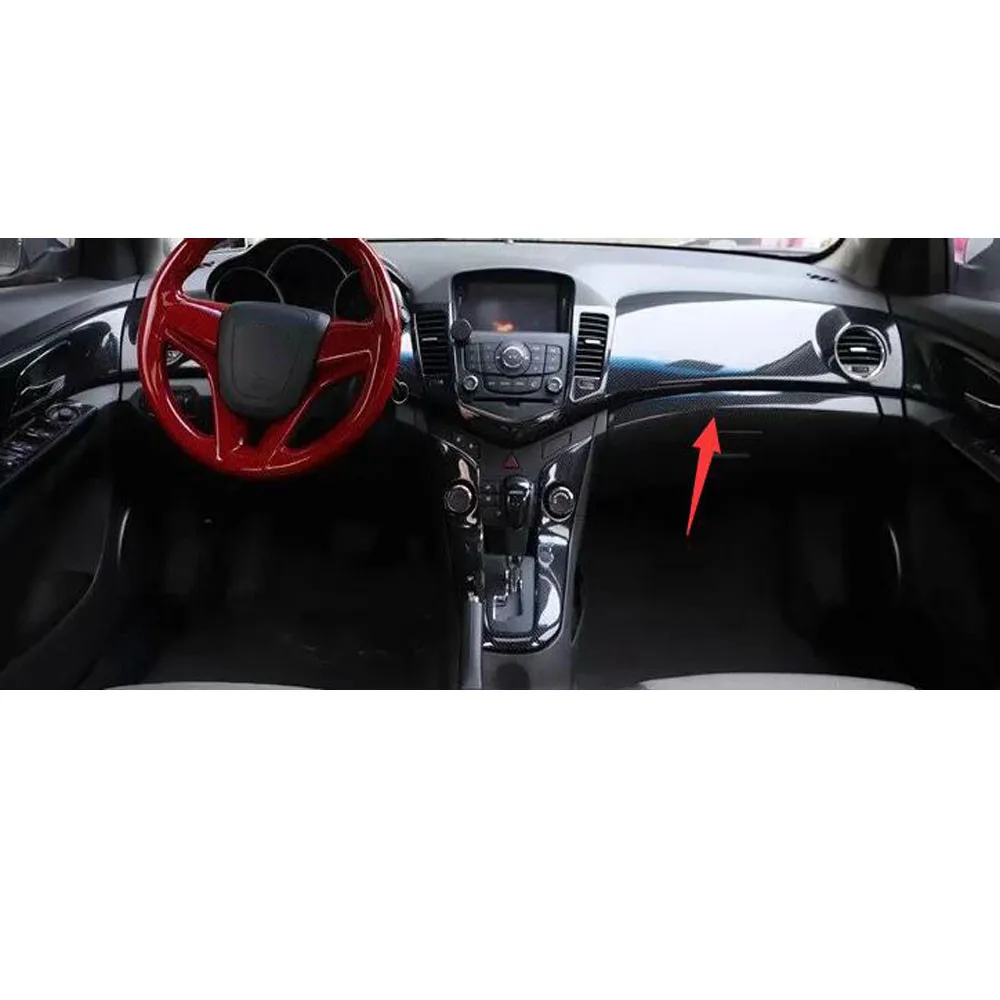 New Carbon Fiber Style Car Styling For Chevrolet Cruze 2009-2013 2015 Dashboard Passenger Seat Strips Interior Auto Molding Trim