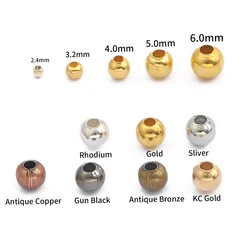 Gold/Copper/Brass/Silver color Metal Beads Ball Round Loose Spacer Beads For Jewelry Making Supplies Findings