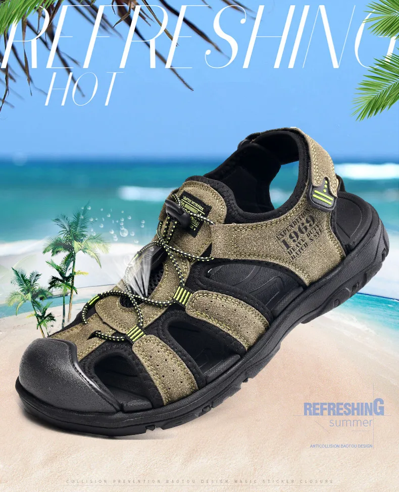 Lässige Herren-Outdoor-Sandalen, Sommer, atmungsaktiv, flache Sohle, Strandschuhe, bequem, weich, zum Gehen, Wandern, sportliche Herrenschuhe 2020 – Detail 5