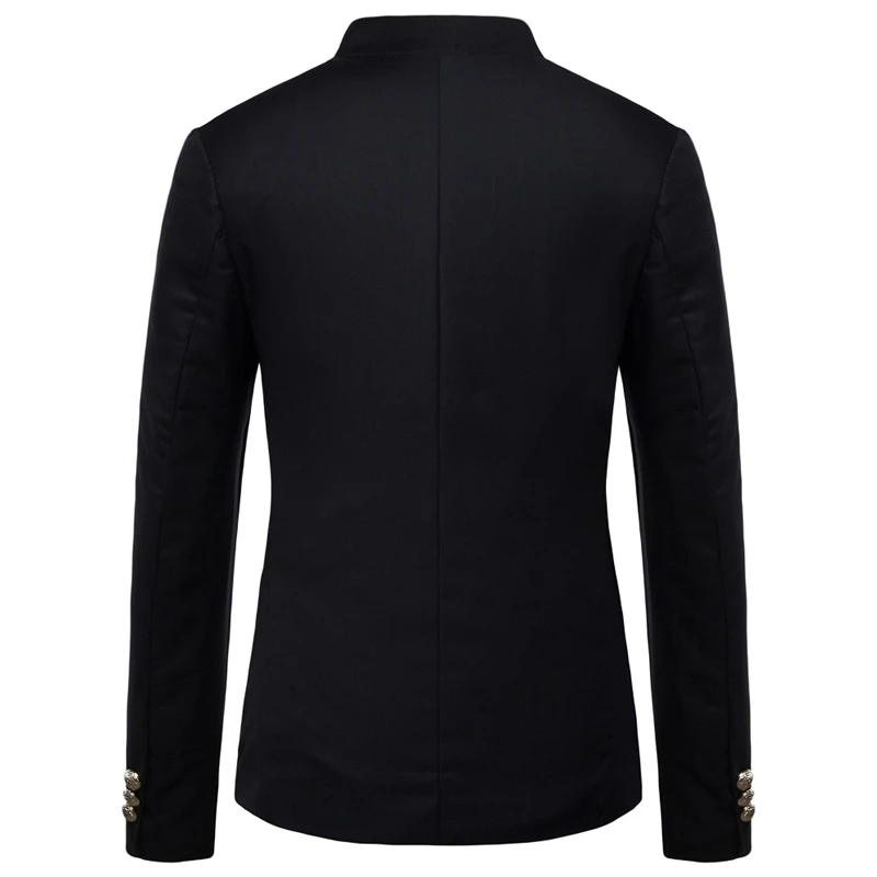 Blazer de cuello alto negro para hombre, Chaqueta de vestir de fiesta de boda, corte ajustado, chaqueta de botonadura única, azul marino, vino rojo,