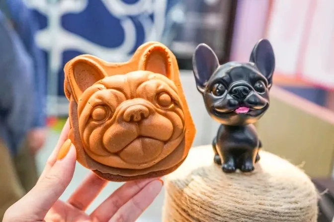 Eelctric Dog Head Shape Taiyaki Machine on Hot Sales Cartoon Bulldog Waffle maker Machine