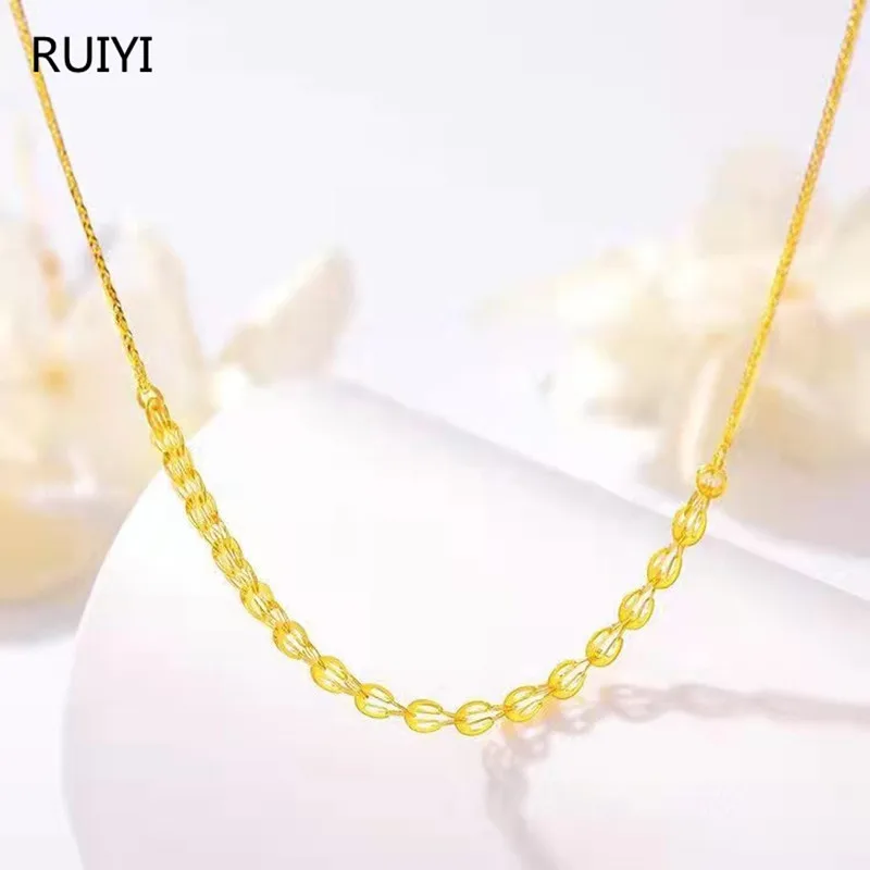 

Real 18K Gold Necklace Fine Jewelry Pure AU750 Phoenix Tail Chopin Chain Wedding Gift for Women