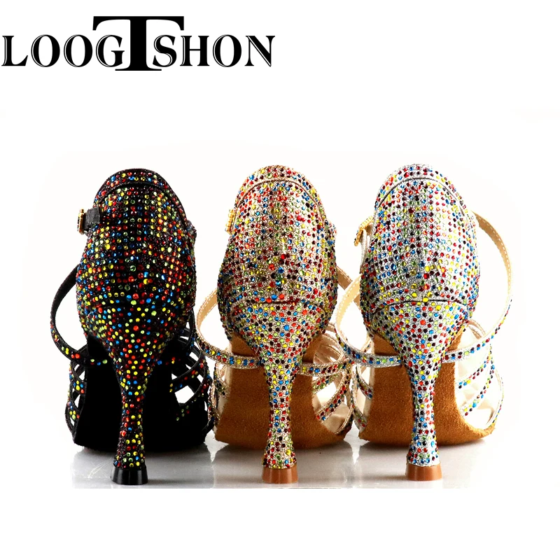 Loogtshon Hot sale ladies professional dance shoes ballroom dance shoes ladies latin dance shoes high heels 5Cm-10cm