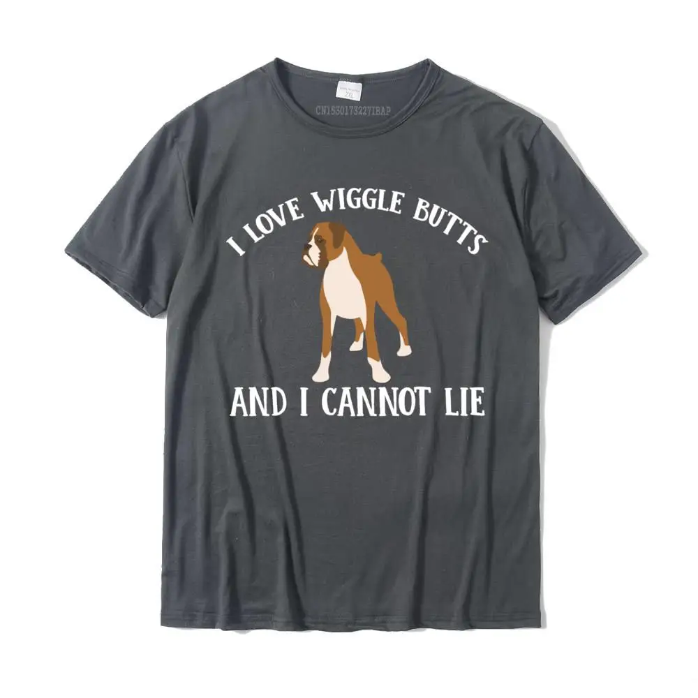 Funny I Love Boxer Wiggle Butt For Puppy Dog Owners Tee Shirt Men Cotton Normal Tops T Shirt Family Student Top T-Shirts