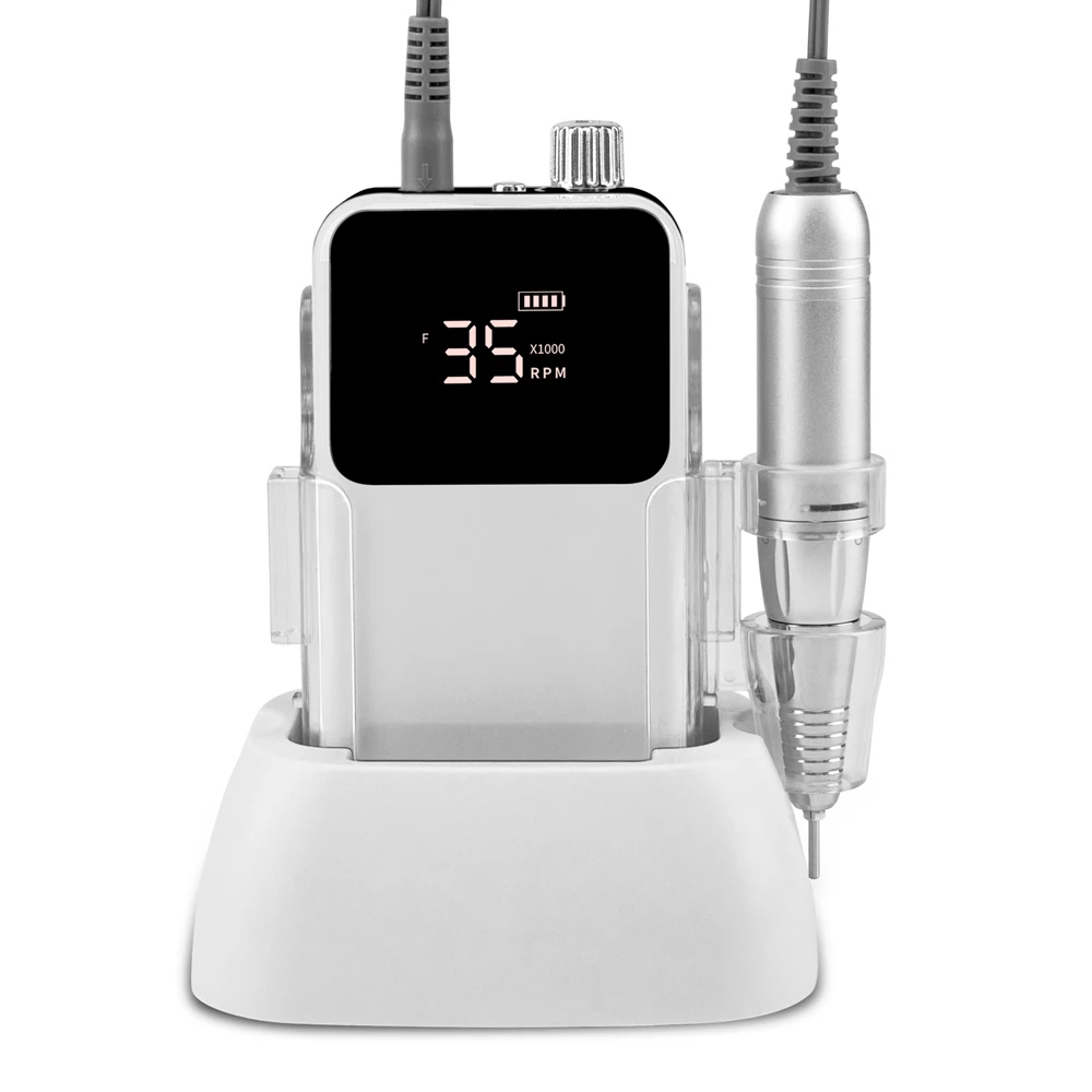 SIMINAIL Rectangle Nail Drill Rechargeable Desktop Base 35000RPM Manicure Electric Machine Nail File Pedicure Cordless Drilling