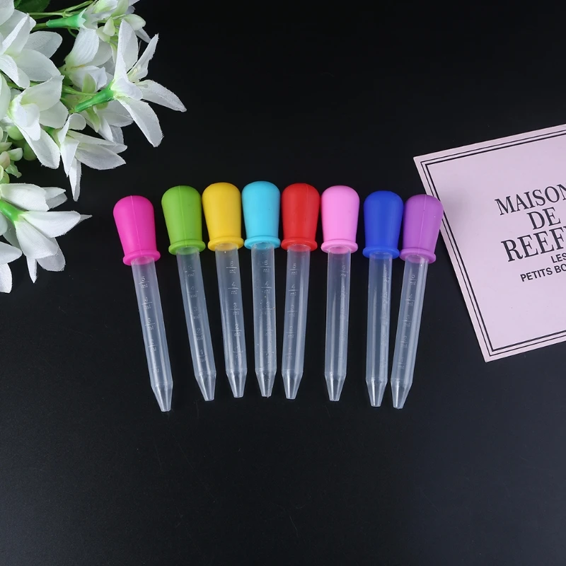 D7YD Pipettes Liquid Droppers for Candy Sweet Kids Kitchen Gummy Mold Crafts 5ml Child Pipettes Dropper Liquid Transfer