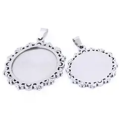 reidgaller 3pcs stainless steel 20mm 25mm cabochon base settings diy blank pendant necklace bezel trays for jewelry making