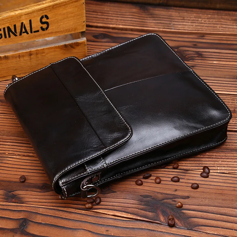 Casual Genuine Leather Men Handbag Design Shoulder Messenger Bag Cowhide Fashion Cross-body Bag Mochila Satchel Bag High Quality