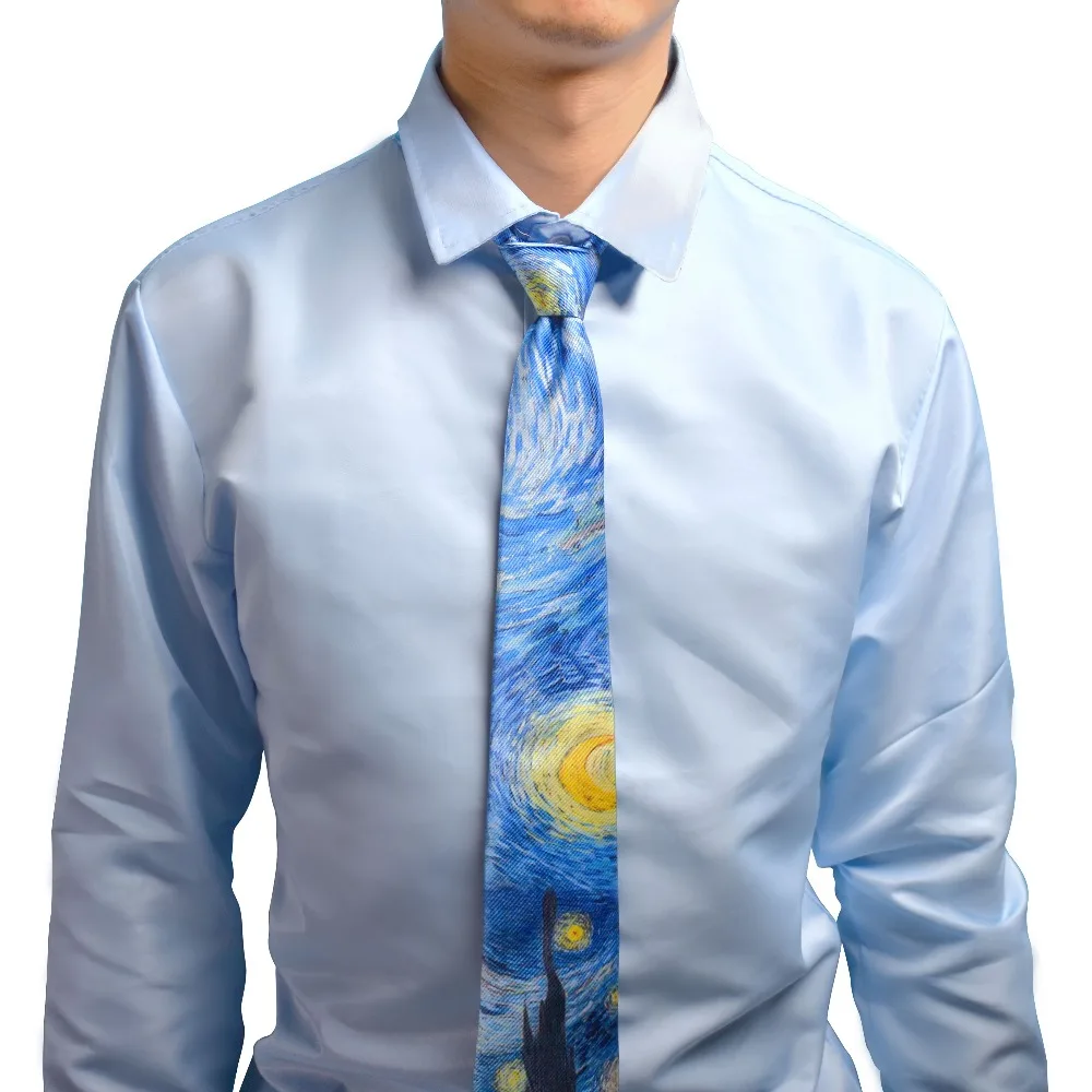 Starry Night Printed Neckties 8cm Famous Oils Painting Men Ties Party Gifts Festival Business Appointment Shirt Accessories Ties